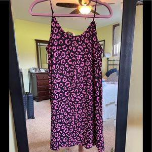 Pink and Black Leopard Print Shift Dress